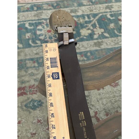 Vintage Liz Claiborne Women's Cream & Brown Leather Buckle Belt Size Medium - Picture 4 of 8